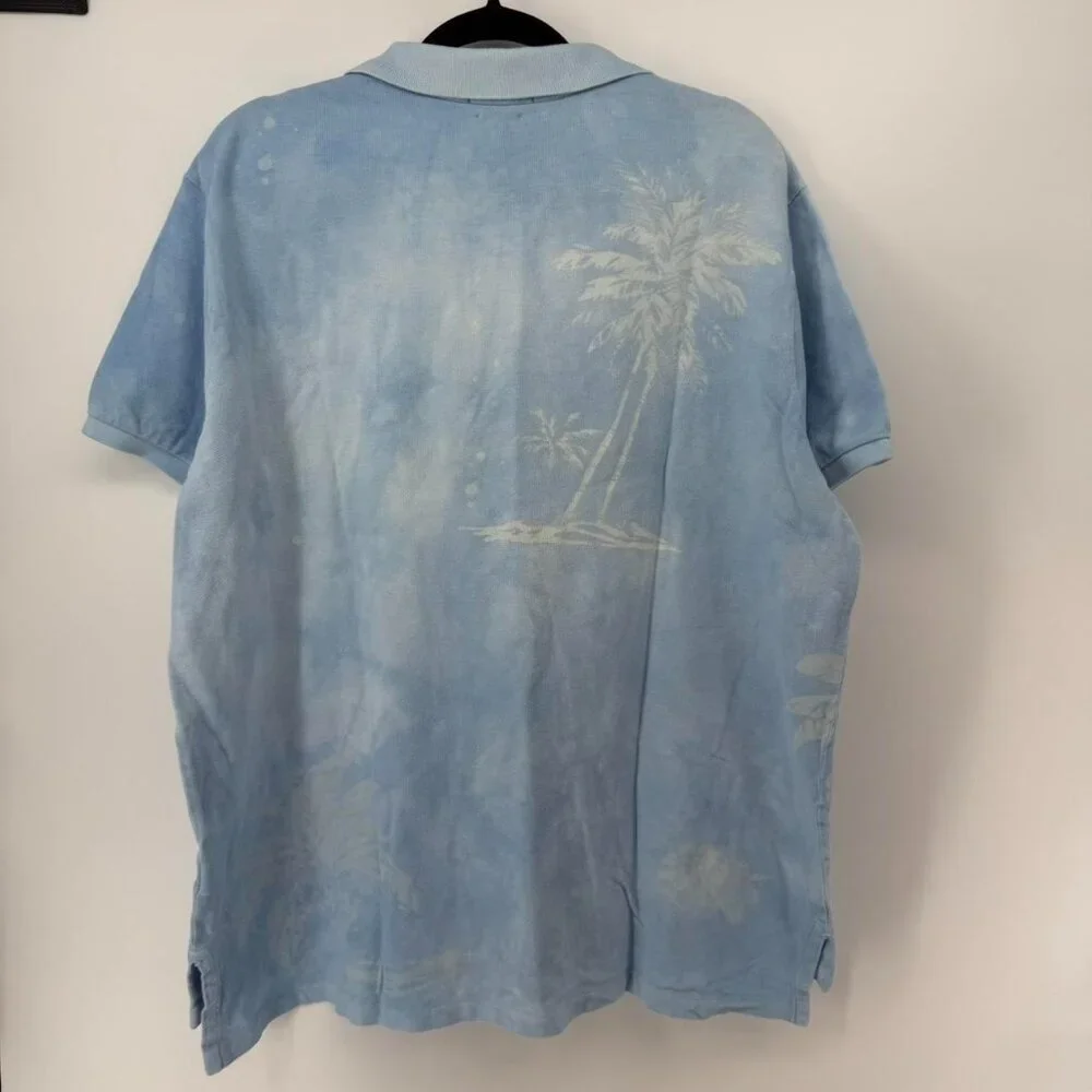 Polo Ralph Lauren Blue Dip Dyed Custom Fit Mesh Shirt 2XL